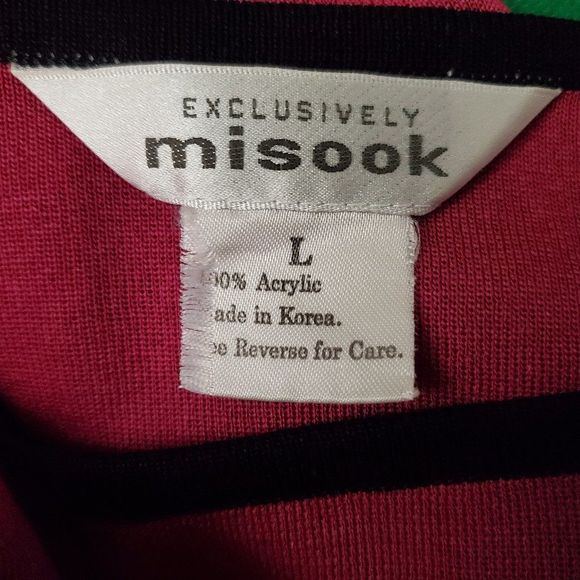 MISOOK Raspberry Pink Black Knit Top L - Picture 5 of 5